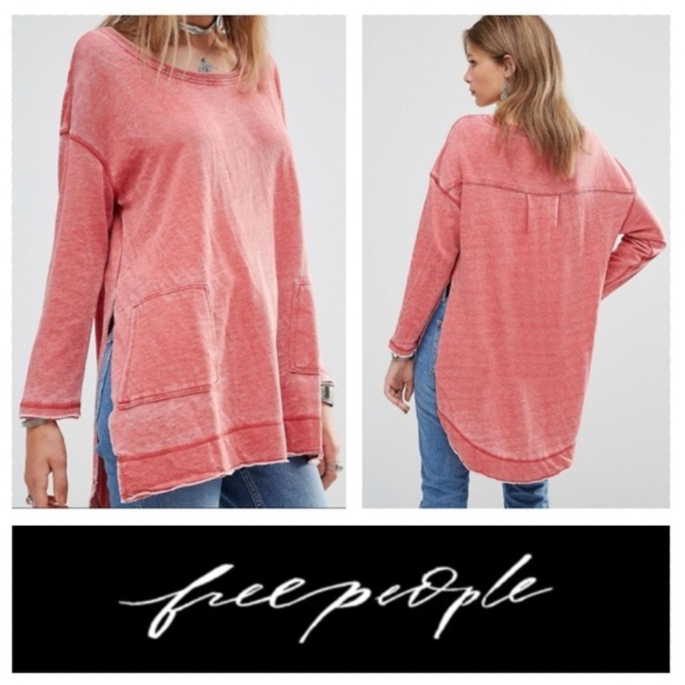Free People Light Bright Tiger Burnout Tunic Sweater Women S Washed Red